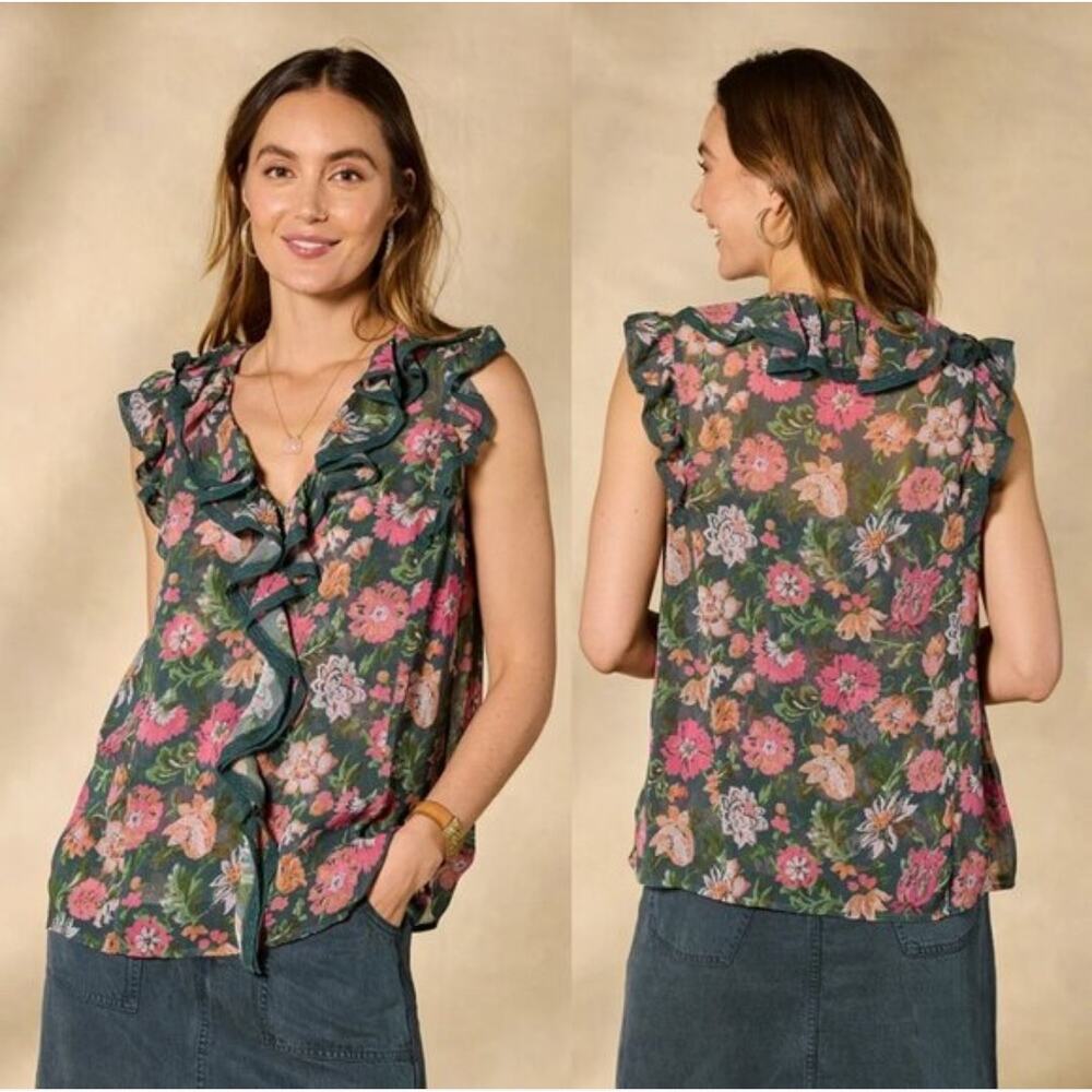 NWOT Sundance Miranda Floral Flutter Sleeve Top